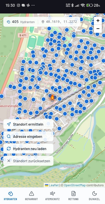 Retter-App Preview Hydrantensuche